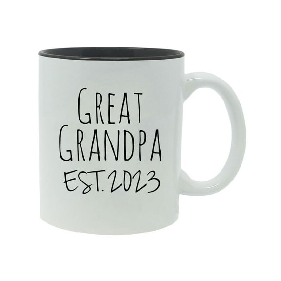 Great Grandpa Established Est. 2023 11-Ounce Ceramic Sublimation Coffee Mug with Gift Box, Black
