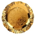 thumbnail image 1 of Bandeja redonda dorada para servir Bling Bling 20cm forma ondulada de abanico Acero inoxidable, 1 of 12