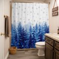 thumbnail image 3 of Blue Christmas Shower Curtain - Water Repellent Fabric Shower Curtains Washable, Winter Xmas Trees Snowflakes Rustic Decorative Polyester Cloth Bathroom Curtains Modern Bath Decor 36"x72", 3 of 8