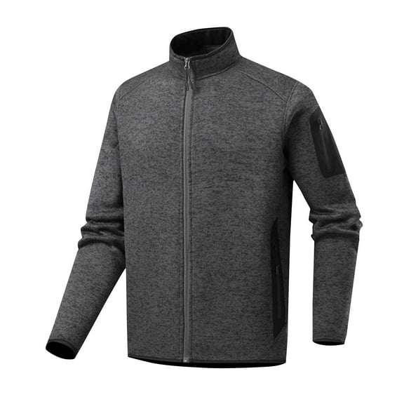 Kukoosong Men's Fleece Jacket High Elastic Half-Open Stand-Up Collar Warm Sports Jacket