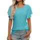 thumbnail image 1 of Camiseta de verano para mujer con corte floral y mangas con volantes: prenda informal y elegante para el día a día, tejido transpirable, lavable a máquina, 1 of 3