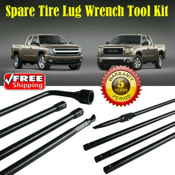 Dayplus Spare Tire Lug Wrench Jack Tools Kit   4 Piece Set   Case for Chevy GMC Cadillac