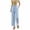Blue, variant on Womens Dandelion Print Linen Capri Pants Elastic Drawstring High Waist Side Pockets Cuffed Ankle Loose Fit Breathable Cropped Jogger Trousers
