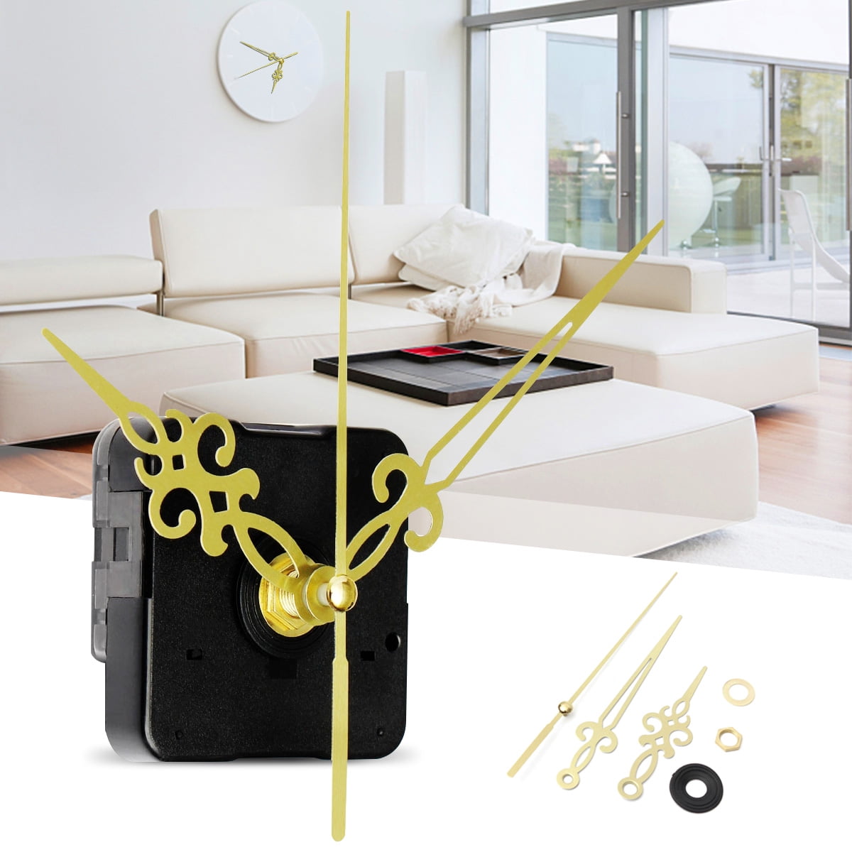 DIY Quartz Wall Silent Clock Movement Mechanism Spindle Gold Hands Kit