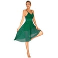 thumbnail image 5 of CHICTRY Womens Spaghetti Straps Dance Dress Sparkly Asymmetrical Hem Ballet Lyrical Dance Leotard Dress Green M, 5 of 6