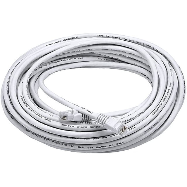 Monoprice 102217 50-Feet 24AWG Cat6 550MHz UTP Ethernet Bare Copper Network Cable, White