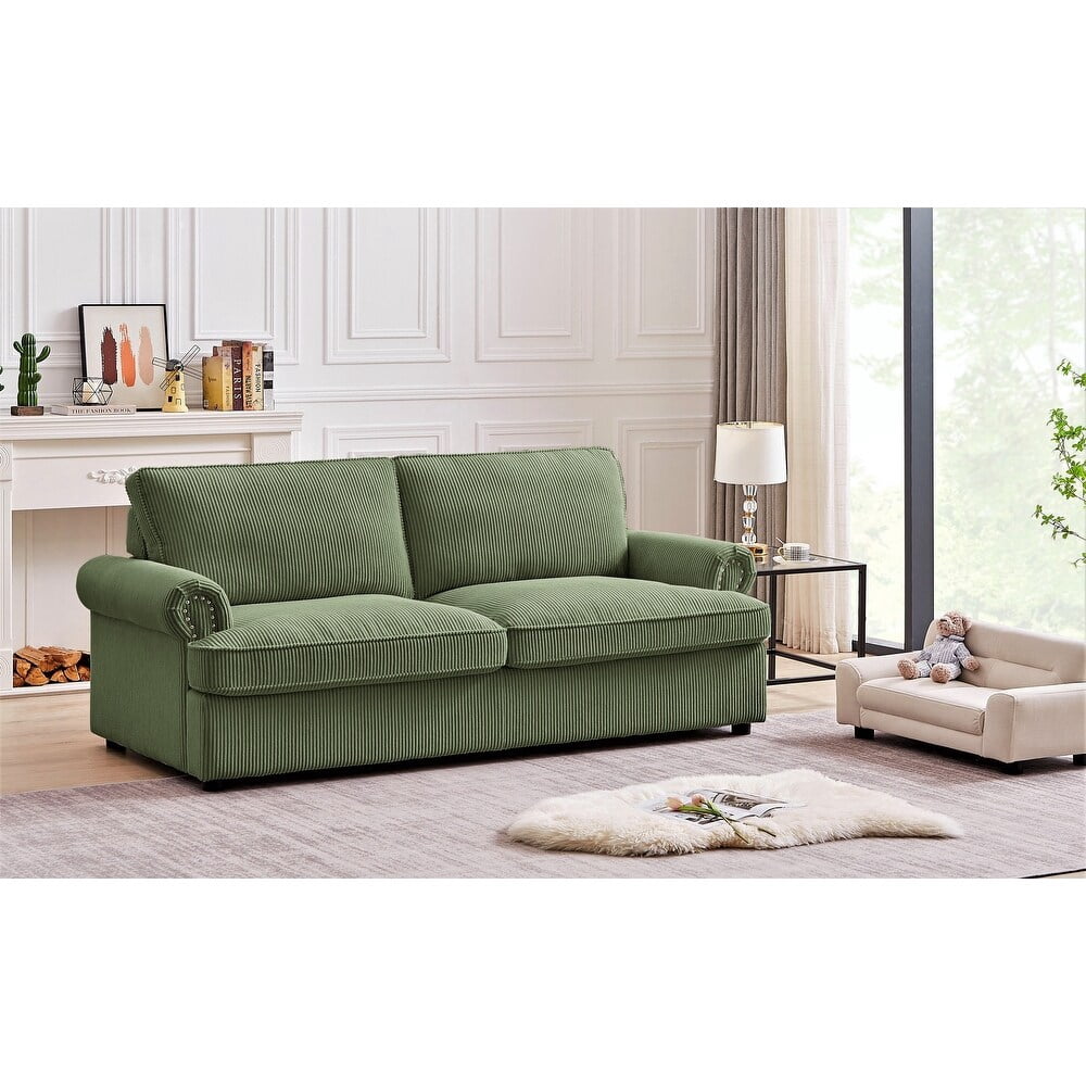 US Pride Furniture Viviana 76" W Polyester Cushion Back Sofa Bed, Dark Green