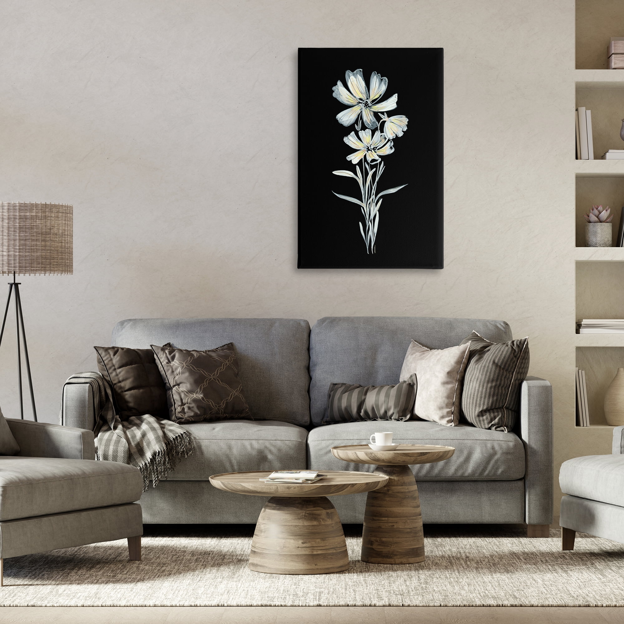 Stupell Industries Tall Floral Stems Plants & Flowers Painting Wrapped Canvas Art Print Wall Art, 24 x 36