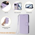 thumbnail image 3 of ELEHOLD For Apple iPhone 17 Flip PU Leather Wallet Case with Credit Card Slot RFID Blocking Kickstand Shock-Absorbent TPU Magnetic Protective Cover With Lanyard ,Lightpurple, 3 of 12