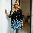 thumbnail image 5 of Womens 3/4 Sleeve V Neck Tunic Tops Summer Loose Fit Blouses Womens Tops Vacation Outfits, 5 of 7