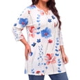thumbnail image 3 of WellSize Plus Size Womens Tunic Tops 3/4 Sleeve Dressy Fall Blouses Casual V Neck Floral Shirts Tunics for Leggings, 3 of 9