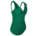 thumbnail image 5 of Mycoco Women's V Neck One Piece Swimsuit Ruffled Tummy Control Swimwear Ruched Padded Vintage Bikini, 5 of 7