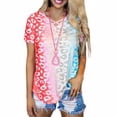 thumbnail image 2 of Camiseta con cuello en V y manga corta para niña, camiseta con estampado de verano para mujer, rojo, L sidaley AP001867-11, 2 of 5