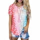 thumbnail image 2 of Camiseta con cuello en V, manga corta, para niña, para mujer, camiseta con estampado de verano, rojo, 4XL Noticed AP001867-15, 2 of 5