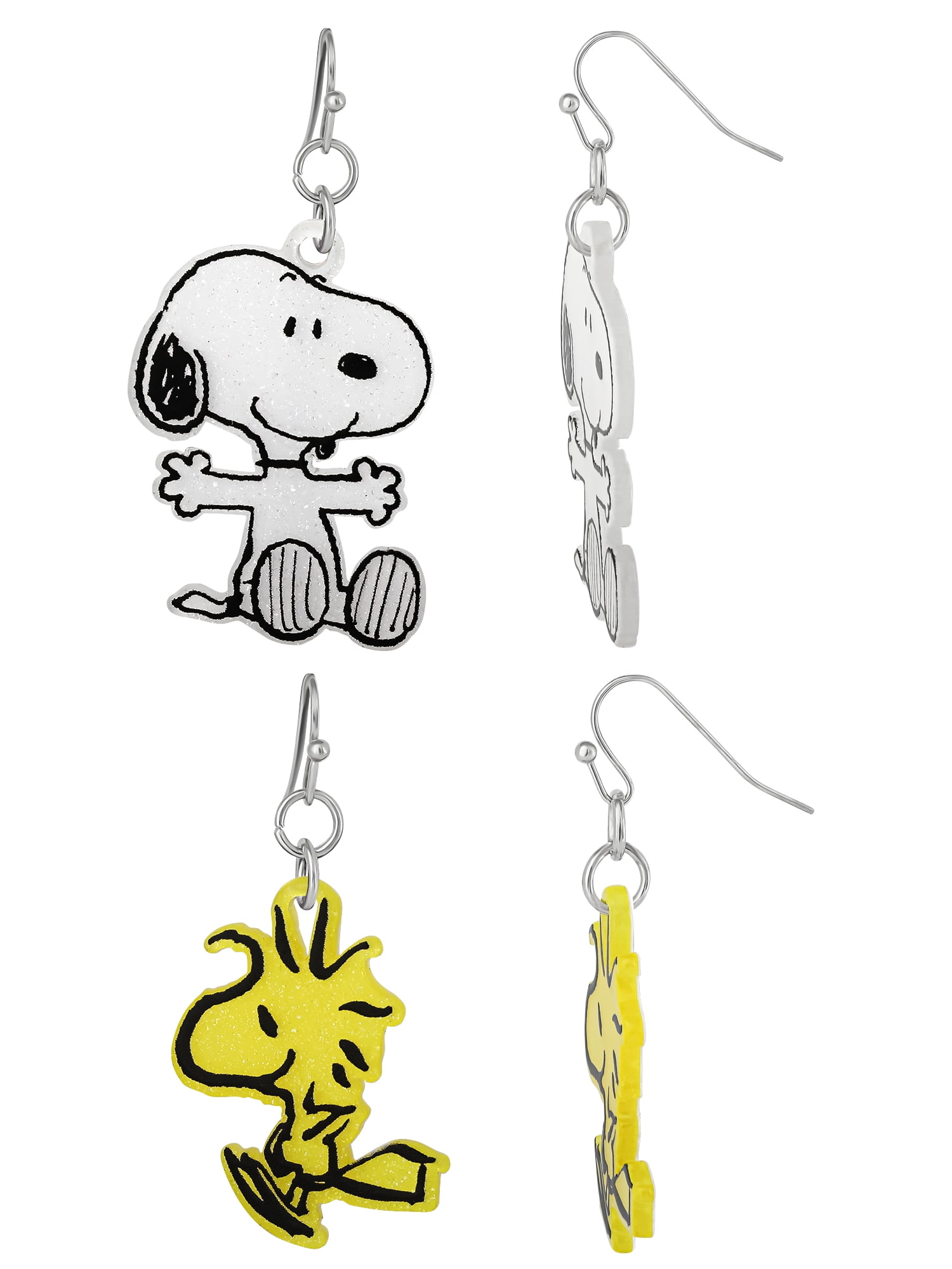 Peanuts Girls/Tween Snoopy and Woodstock Acrylic Dangle Earring Set, 2 Pairs