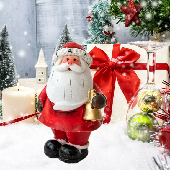 Opehuo Christmas Miniature Figurines,Mini Plastic Santa Claus Statue,Santa Claus Micro Landscape,Mantle Bookshelf Tabletop Festival New Year Holiday Christmas Decorations(2.36"×1.96",B)