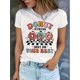 thumbnail image 1 of Camiseta Ligera de verano para mujerWomen's Retro Round Neck Short Sleeve Geometric Print T-Shirt, 100% Polyester, Machine WashableFather's Day, Mother's Day, New Year, Spring Festival, Valentine's, 1 of 6
