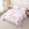 thumbnail image 3 of Manfei Girls Personalized Initial L Twin Quilt Set,Teens Cartoon Ribbon Bow Twin Coverlet Set, 3 of 7