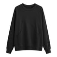 thumbnail image 3 of CQONEPT Women Sweatshirts Dressy Casual Basic Long Sleeve Crew Neck Solid Fleece Sweatshirt Fall Pullover Clothes with Pocket Black XL, 3 of 5