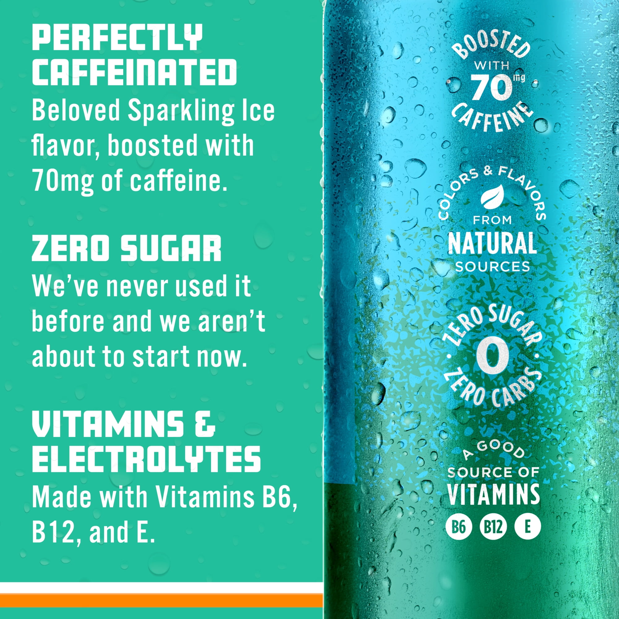 Sparkling Ice Caffeine, Tropical Punch Sparkling Water, 16 Fl Oz Can, 12 count