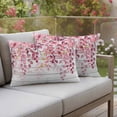 thumbnail image 2 of Outdoor Waterproof Pillow Covers Pink Leaves on Retro Wood Grain Decorative Throw Pillow Protectors,Pillowcase Cushion Cases for Patio Sofa Garden Couch,20x12in,Pack of 2, 2 of 14