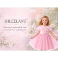 thumbnail image 4 of HILEELANG 2-7T Toddler Girls Birthday Tulle Dress Short Sleeve Pink Party Dress with Cake Print 3T, 4 of 9