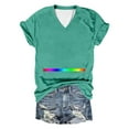 thumbnail image 2 of FAOWME Women's T Shirts Short Sleeve V Neck Letter Print Comfortable Slim Fit Tops For Casual Daily Wear Green Xl, 2 of 8