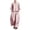 Pink, variant on Vhkiploz 2Pcs Plus Size Summer Suit Sets for Women's Crew Neck 3/4 Sleeve Button Down Top with Wide Leg Pleated Pants Solid Daily Outdoor Outfit Sets