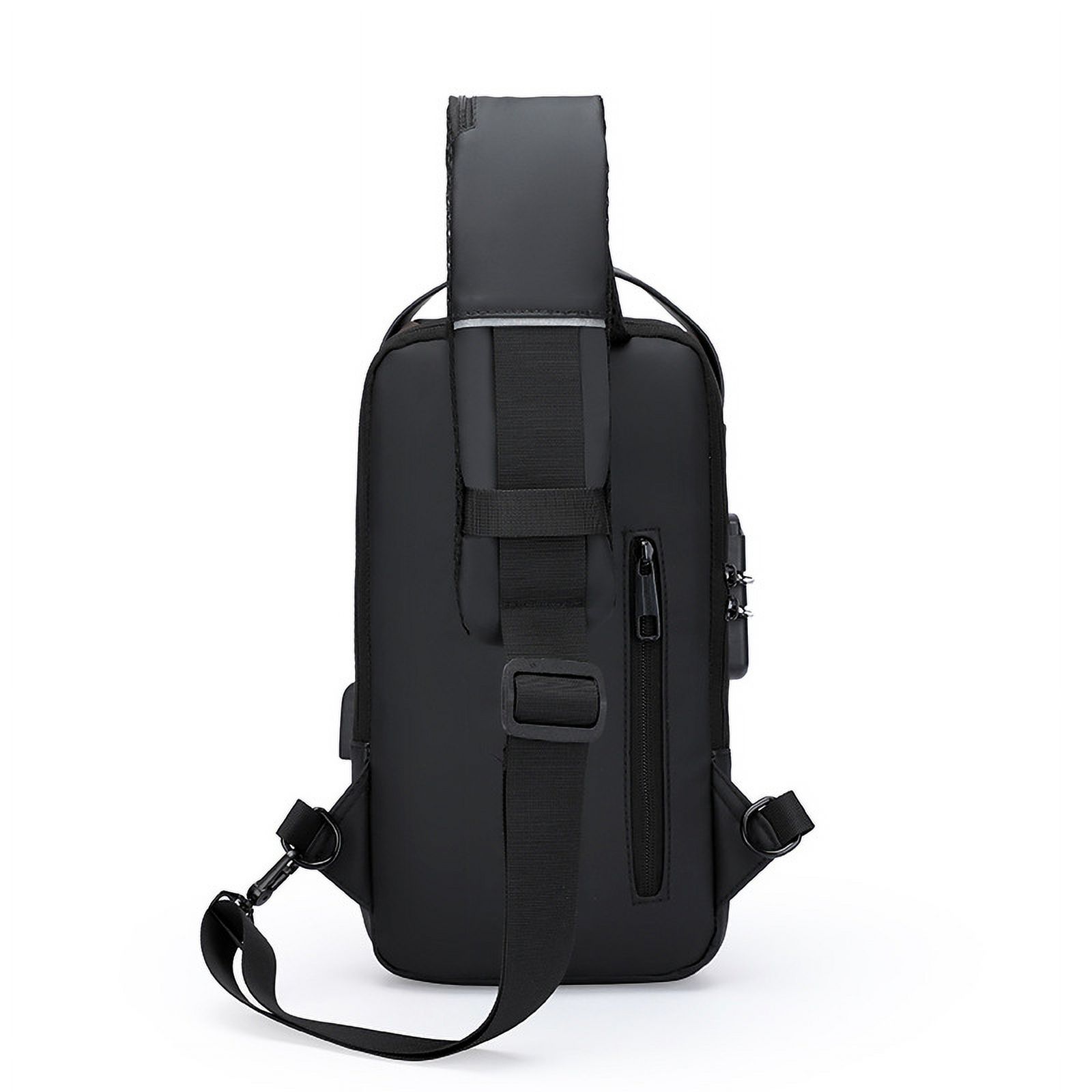 Travel Sling Bag Waterproof Crossbody Bag with Combination Lock Anti-Theft PU Leather Chest Bag with USB Charging Hole Shoulder Backpack Motorcycle Bags