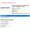 thumbnail image 2 of Rear Shock Absorber - Compatible with 1988 - 1999 Chevy C1500 1989 1990 1991 1992 1993 1994 1995 1996 1997 1998, 2 of 2