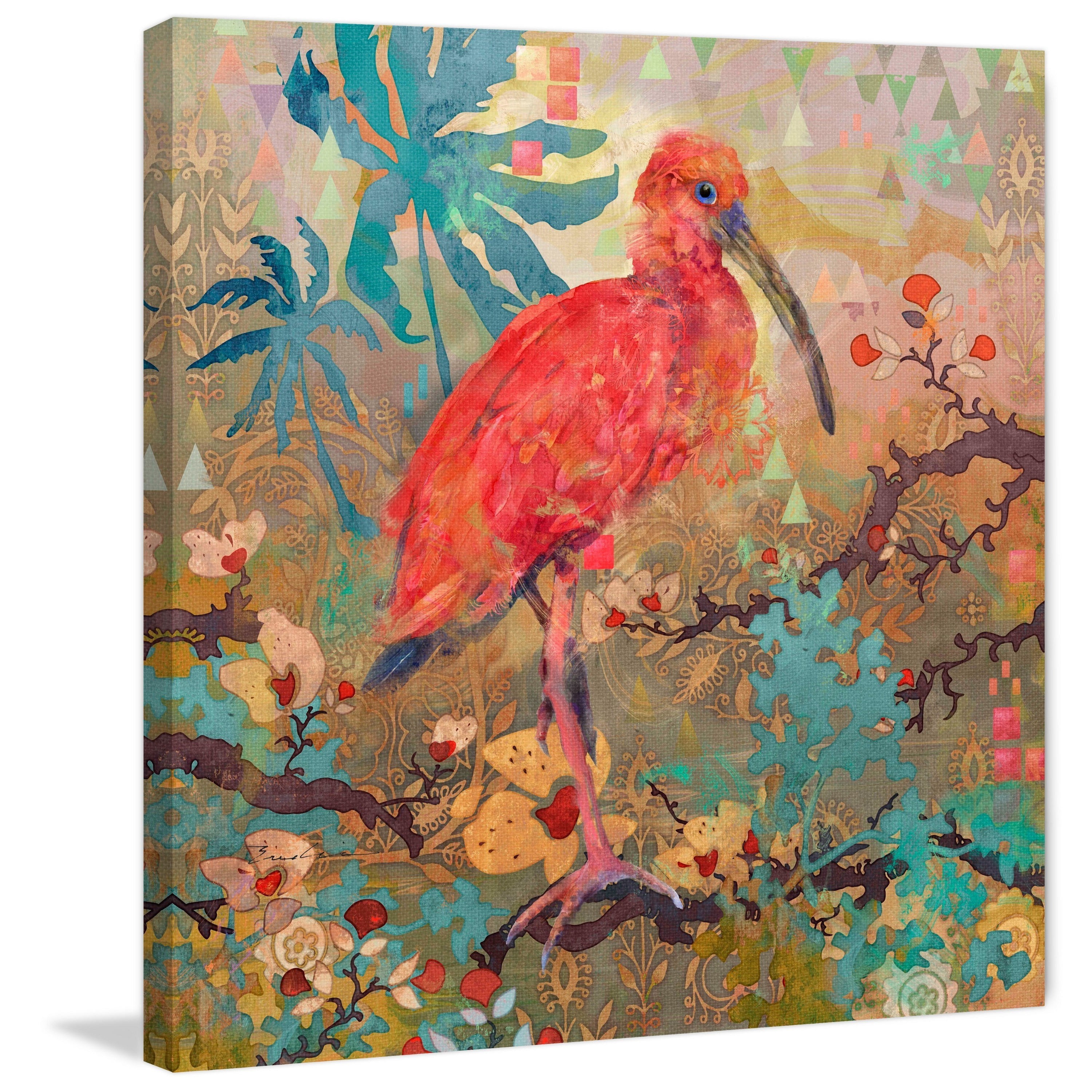"Scarlet Ibis" Painting Print on Wrapped Canvas