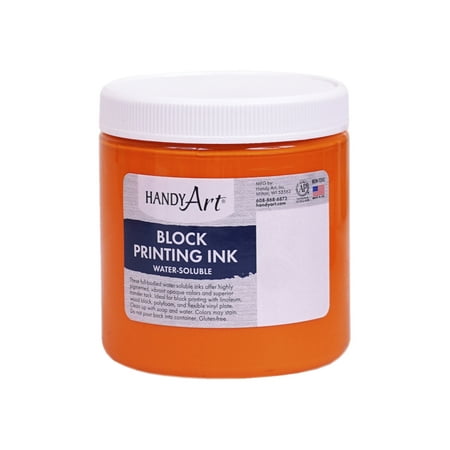 - Handy Art Non-Toxic Water Soluble Block Printing Ink, 8 oz Jar, Orange