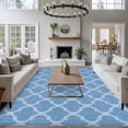 thumbnail image 3 of Rectangle Area Rugs 5 x 8 Ft, Blue Morocco Non-Slip Residential Carpet, Moroccan Abstract Geometric Quatrefoil Plaid Indoor Crawling Mats Runner Rugs for Living Room/Dining Room/Bedroom, 3 of 8