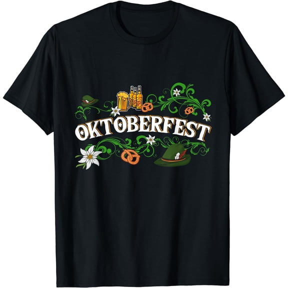 Oktoberfest T Shirt Funny Beer Hat Pretzel And Edelweiss