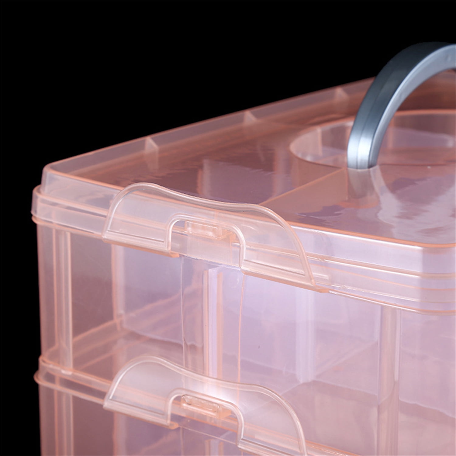 3-Layer Stackable Craft Storage Containers - Plastic Craft Box Organizer with 30 Adjustable Compartments and Handle - Portable Beads Organizers and Storage for Arts and Crafts, Toy, Washi Tapes, Nail