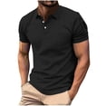 thumbnail image 2 of Birdeem Chemises pour Hommes Mode Décontractée Couleur Unie Poche Zippée Bouton Manches Courtes Col Rabattu Blouse, 2 of 12