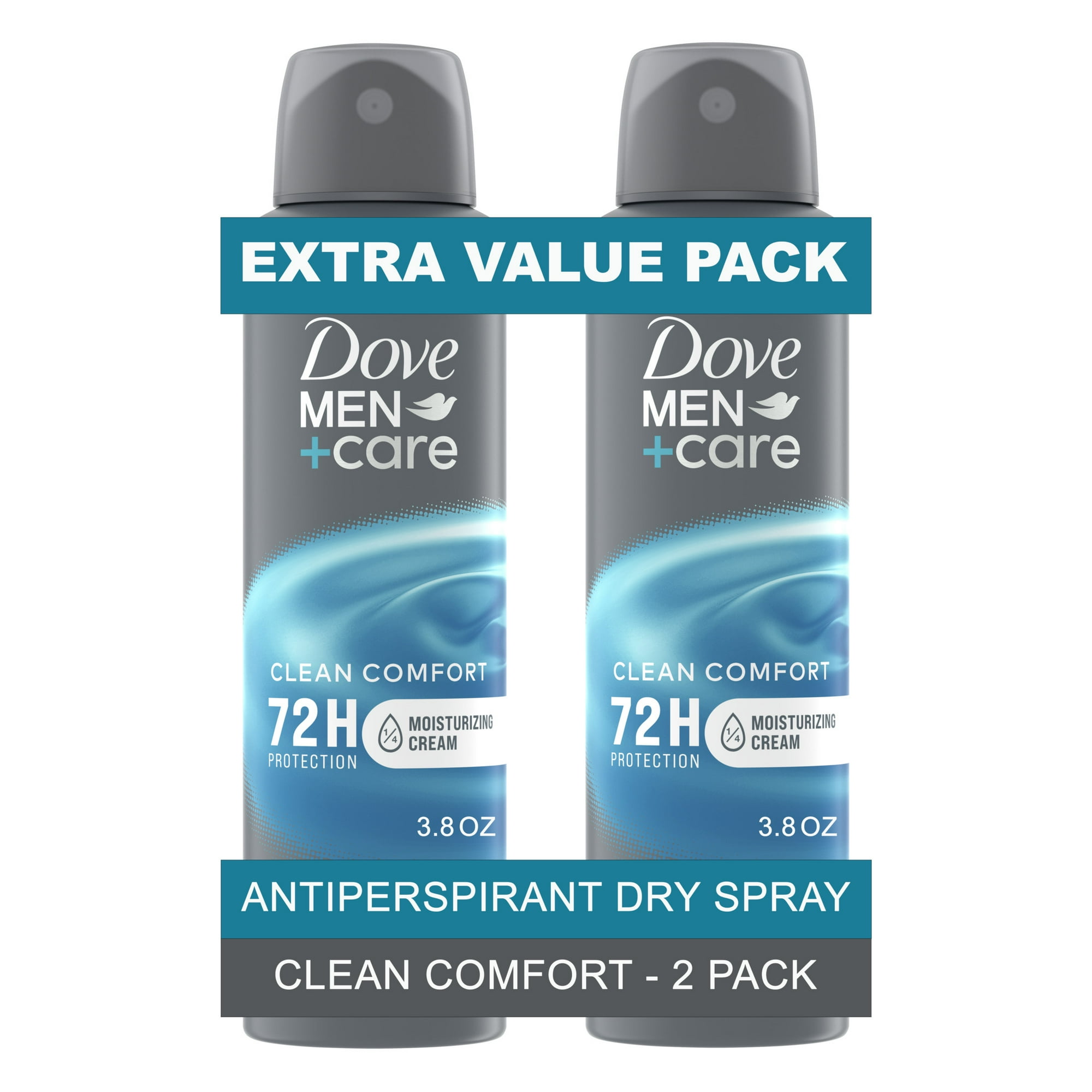 Dove Men+Care Antiperspirant Deodorant Dry Spray For Men 72-hour Sweat And Odor Protection Clean Comfort With Triple Defense Technology™ ,3.8 oz Twin Pack