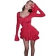 thumbnail image 1 of Vestidos de Invitada de Boda de Larga para Mujer, Sexy, con Escote en V Profundo, Vuelo y Volantes Rojo L, 1 of 8