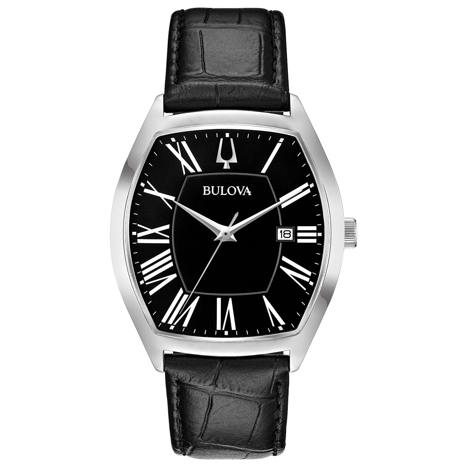 Bulova Men's Black Leather Strap Watch
