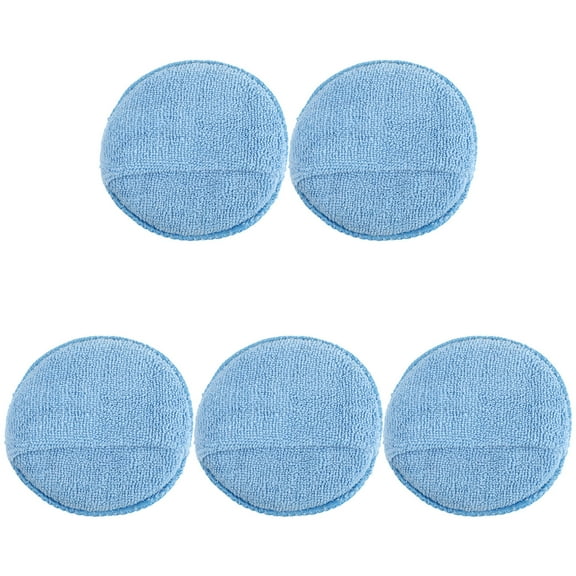 FUTUREORYY 5Pcs Microfiber Round Sponges for Car Waxing Sponge 11.8X5.1In Blue