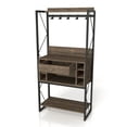 thumbnail image 5 of 24/7 Shop At Home Bagare Metal and Wood Baker's Rack, Reclaimed Oak, 5 of 12