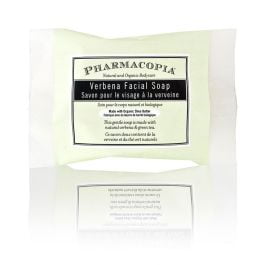 Pharmacopia Verbena Facial Soap in a 1oz/28gm flow wrap, designed for a refreshing cleanse. This bar soap is enriched with organic shea butter and features the invigorating scent of verbena and green tea. Perfect for personal care, bath amenities, guest supplies, or hotel offerings.