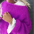 thumbnail image 1 of Suéter de manga larga con farol de mohair para mujer, jersey esponjoso de punto, ropa de calle, abrigos de gran tamaño, ropa de mujer, 1 of 5