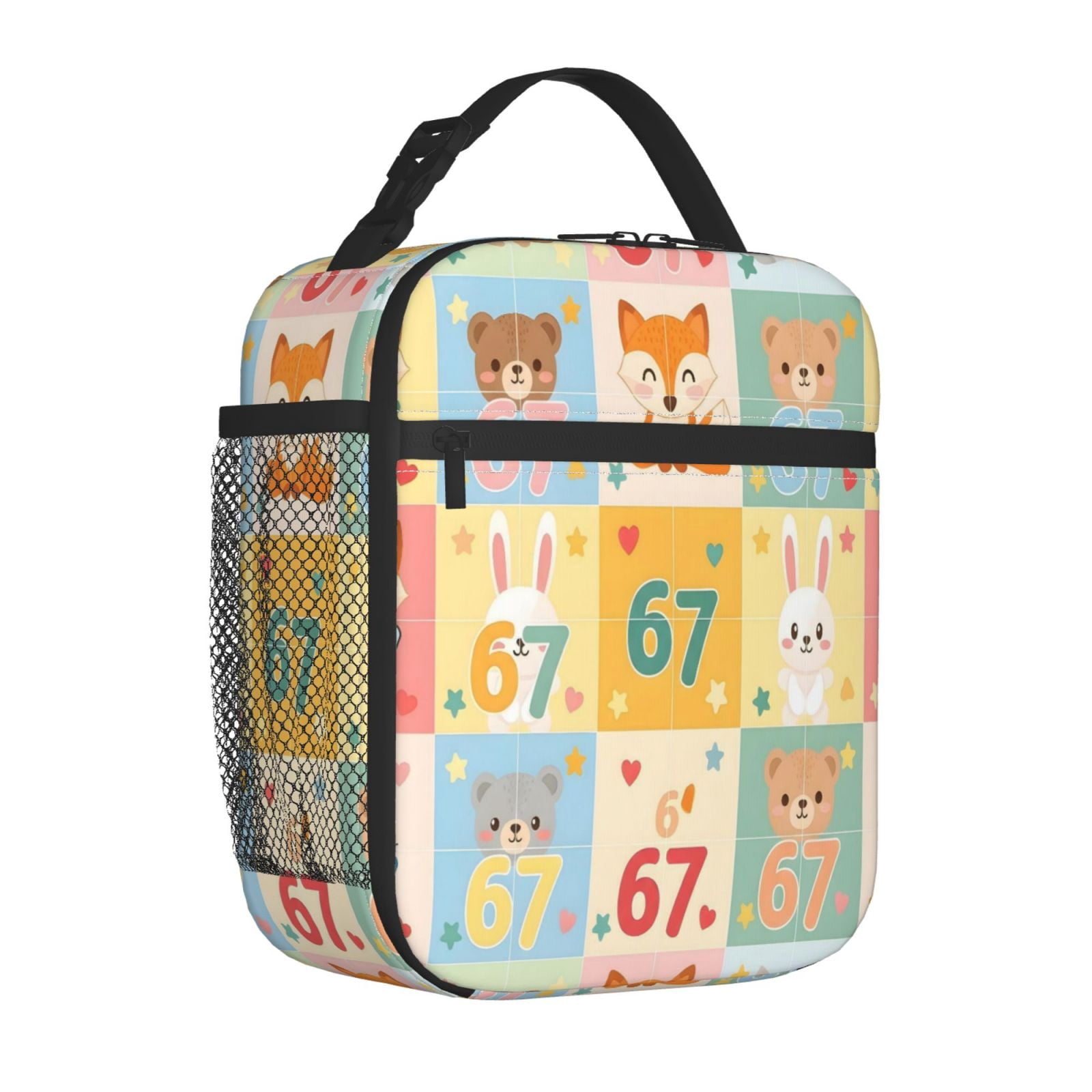Lunch Bag For Women Men Insulated Portable Lunch Box Bento Box Office Picnic Travel Cooler Bag 67 Pattern With Cartoon Elements