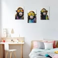 thumbnail image 5 of ZHONGYUTONG Monkey Canvas Wall Art 3 Pieces Gorilla Wearing Glasses Poster Prints Abstract Colorful Animal Paintings Home Decor Framed (20.00" x 28.00" x 3PCS), 5 of 6