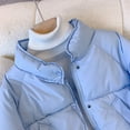thumbnail image 5 of Hueook Bomber Jacket Women Jacket for Women Women's Jacket Short Standing Collar Shoulder Sleeve Down Padded Jacket Women's Padded Jacket Long Sleeve Padded Jacket Light Blue XL, 5 of 8