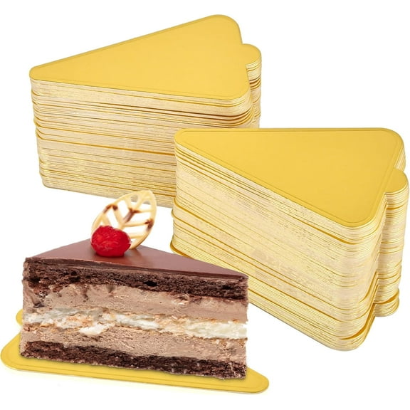 Mini Cake Boards Golden Cardboard Mousse Cake Base 100PCS Cake Paper Board Dissert Plates Circle Patries Cardboard Cupcake Base Display Dessert Board Grease (Triangle Cake Base)