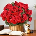 thumbnail image 3 of Artificial Geranium Silk Flowers for Outdoors Decoration,6 Bundles Red Flower UV Resistant Realistic Faux Plants for Front Door Garden Porch Planter Patio Balcony Yard Indoor Home, 3 of 8