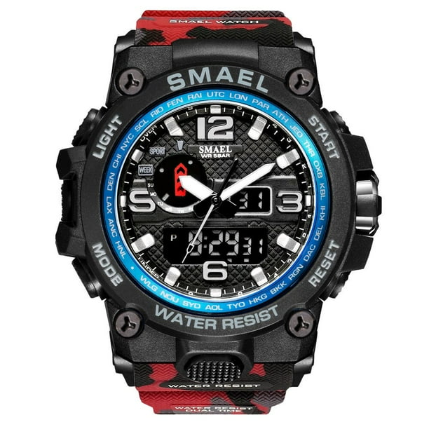 Relojes deportivos de marca SMAEL para hombre relojes de pulsera de cuarzo electronicos LED analogicos digitales de doble pantalla reloj militar de natacion resistente al agua Tan Jianjun unisex Walma...