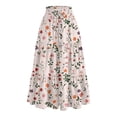 thumbnail image 4 of Yucgh Women's Tiered Flowy Floral Skirt with Drawstring High Waist, Pleated Midi Beach Skirt, Lightweight Summer Long Skirt for Casual Wear,Pink,L, 4 of 5